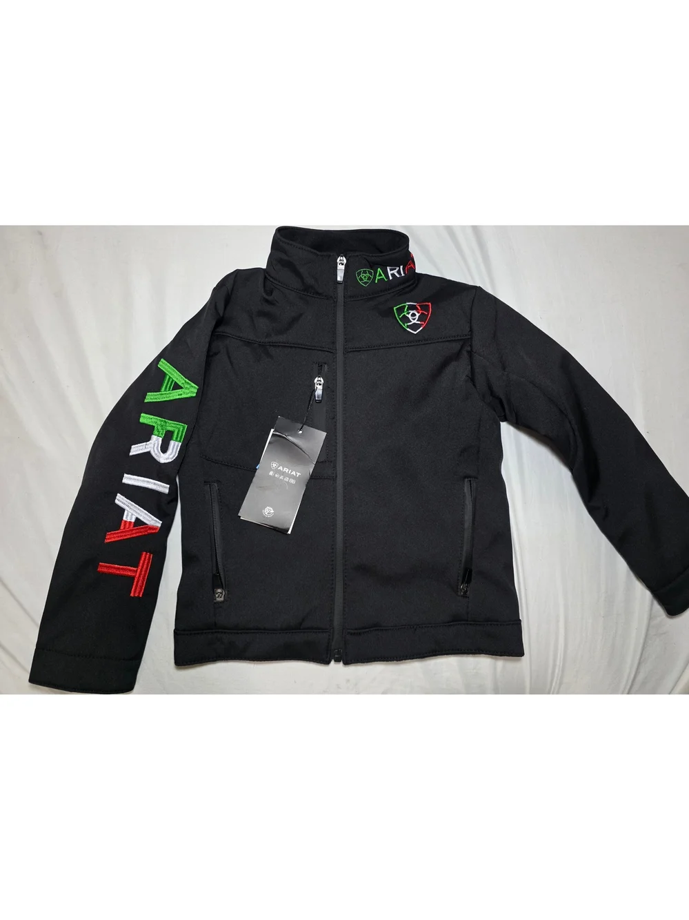 Ariat Black Kids Jacket with Green White Red Mexico Flag Embroidery